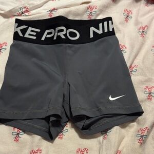 Nike Pro Women's Dark Gray Performance Shorts with Black Waistband